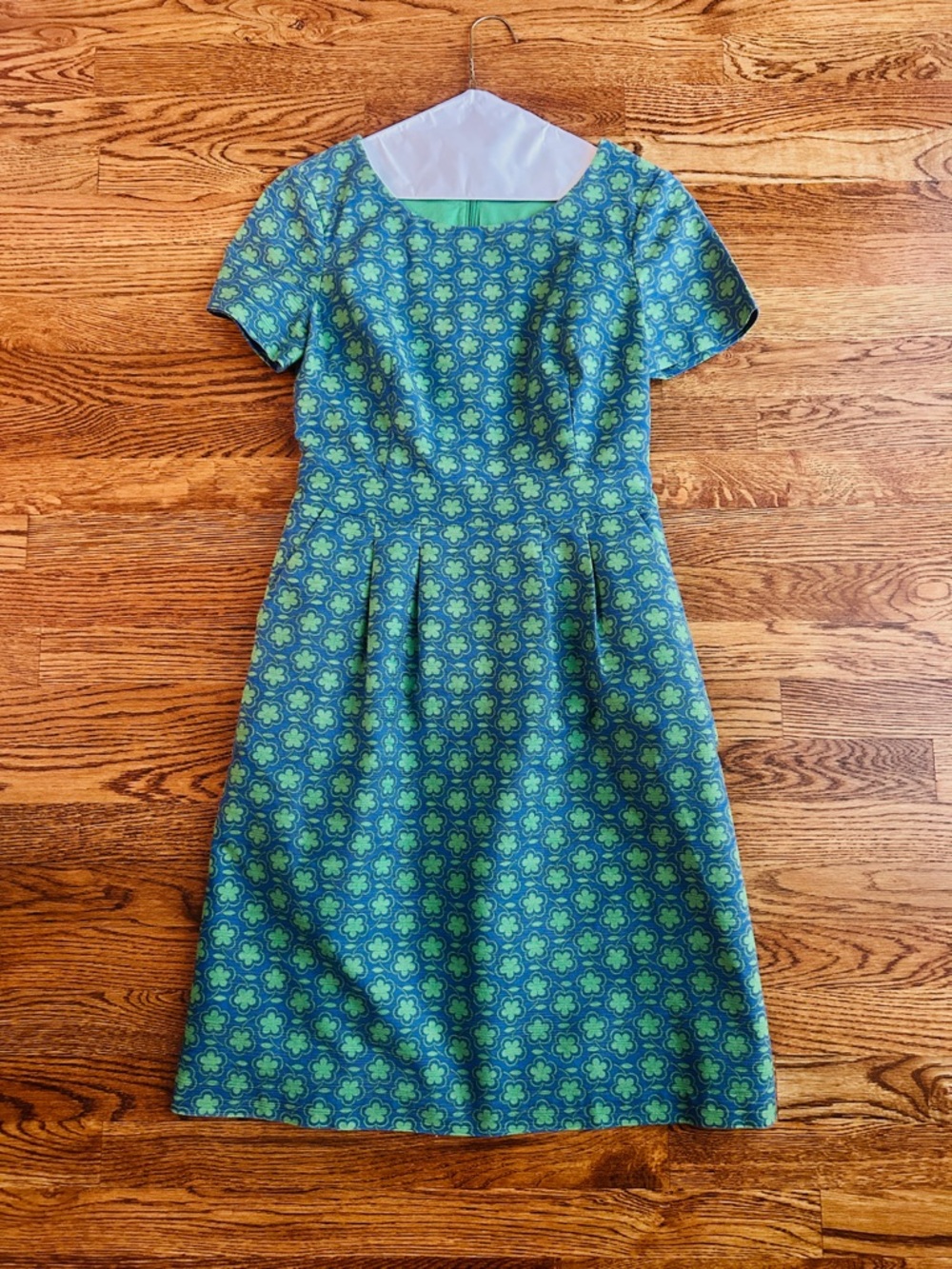 Boden Blue and Green Floral-Patterned Midi Dress